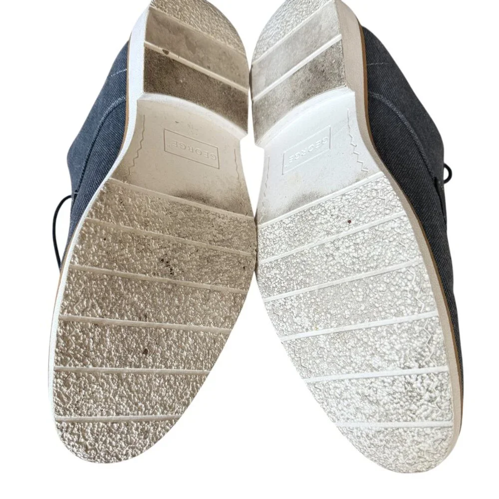 George men's blue canvas lace-up oxford shoe with a white sole